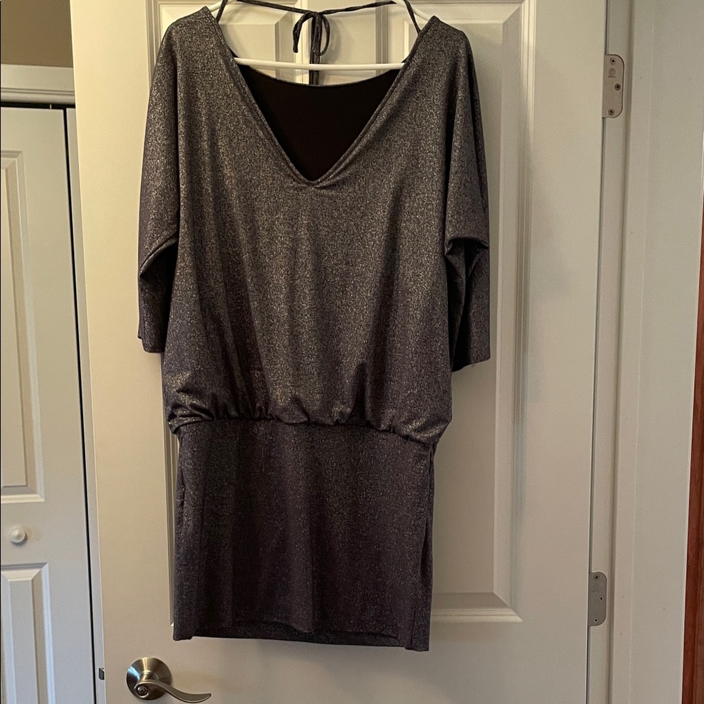 White House Black Market Gunmetal Sparkling Dress - M